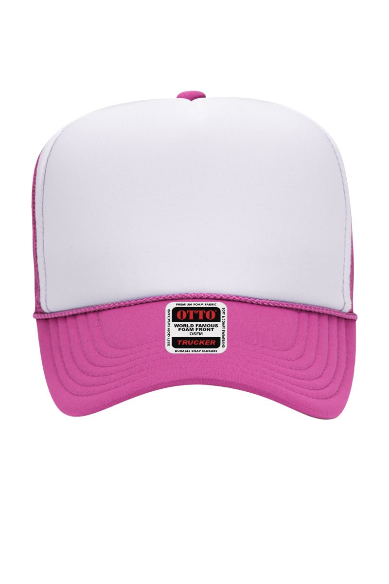 OTTO Hot Pink with White Foam Front High Crown Trucker Hat - Wholesale Accessory Market