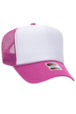 OTTO Hot Pink with White Foam Front High Crown Trucker Hat - Wholesale Accessory Market