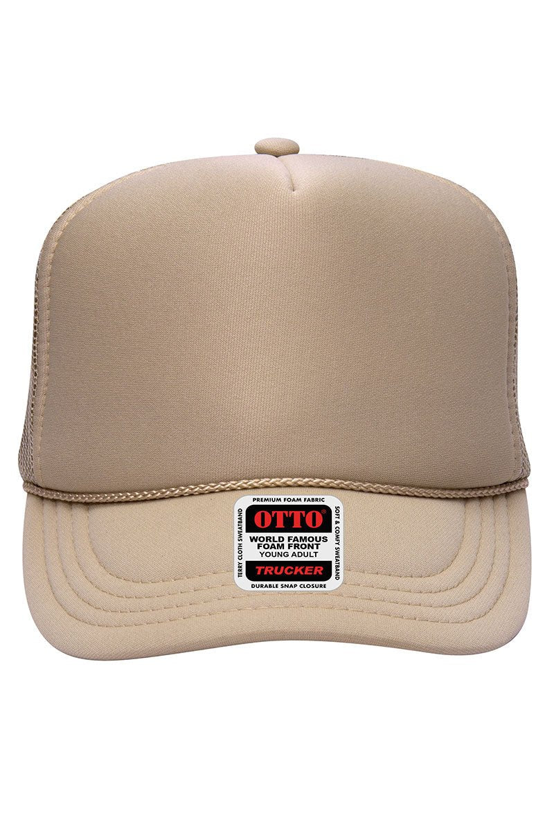 Otto 39 165 5 Panel High Crown Foam Trucker Hats Solid Colors Khaki