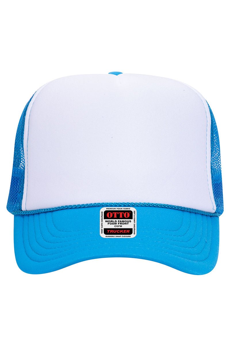 Blue and white trucker hat online