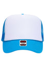 OTTO Neon Blue and White Foam Front High Crown Trucker Hat - Wholesale Accessory Market