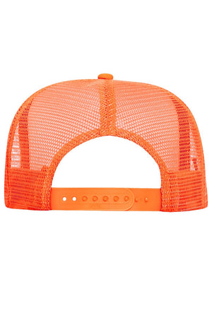 OTTO Neon Orange with White Foam Front High Crown Trucker Hat - Wholesale Accessory Market