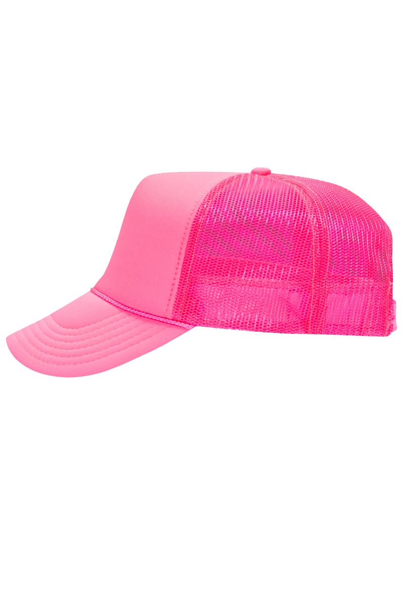 OTTO Neon Pink Foam Front High Crown Trucker Hat - Wholesale Accessory Market