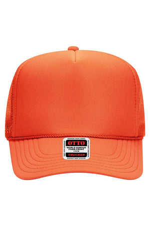 OTTO Orange Foam Front High Crown Trucker Hat - Wholesale Accessory Market