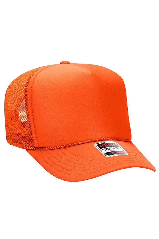 OTTO Orange Foam Front High Crown Trucker Hat - Wholesale Accessory Market