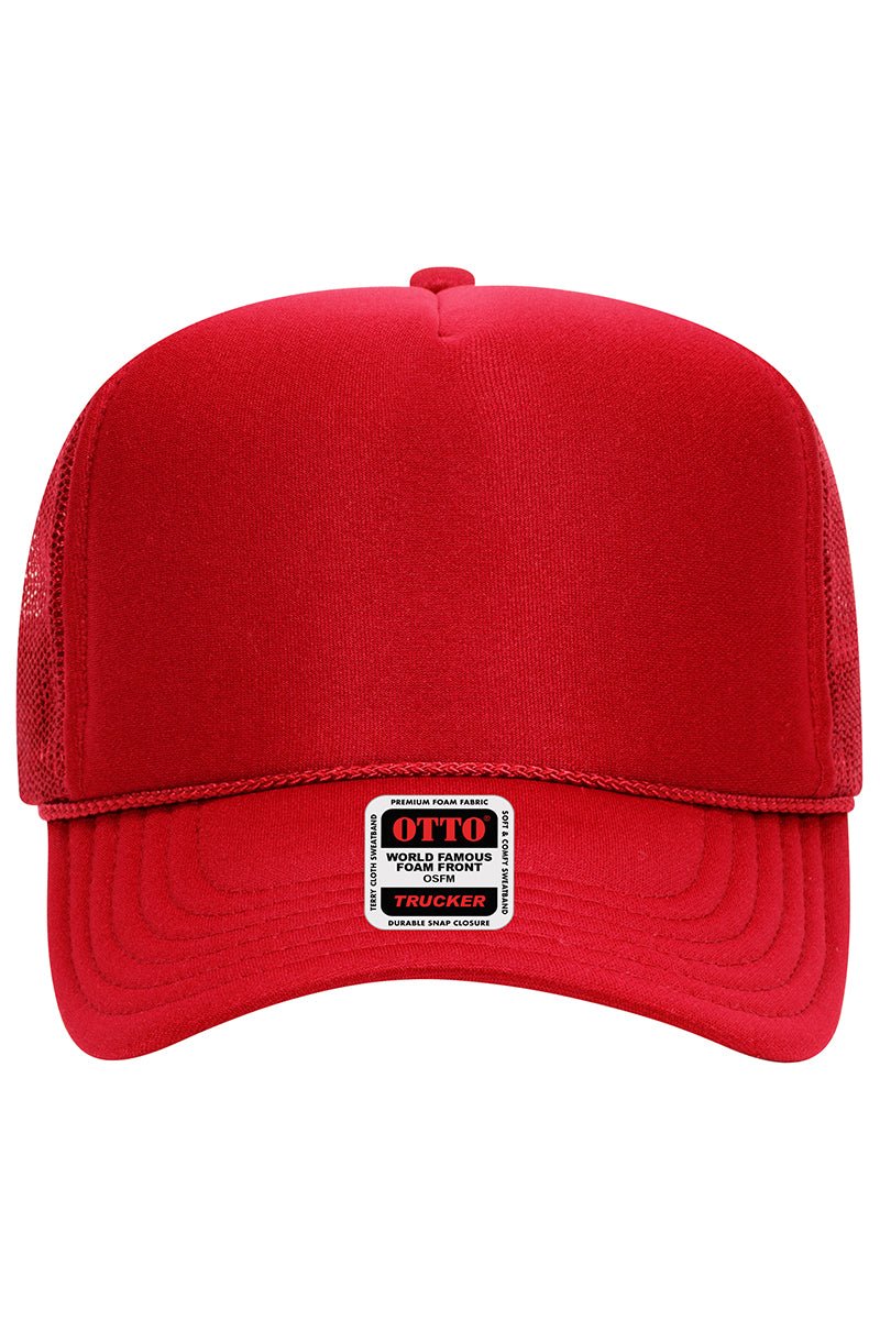 OTTO Red Foam Front High Crown Trucker Hat - Wholesale Accessory Market