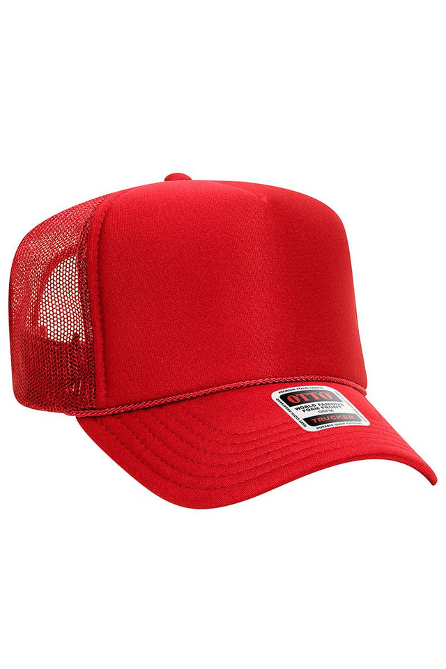 OTTO Red Foam Front High Crown Trucker Hat - Wholesale Accessory Market