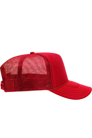 OTTO Red Foam Front High Crown Trucker Hat - Wholesale Accessory Market