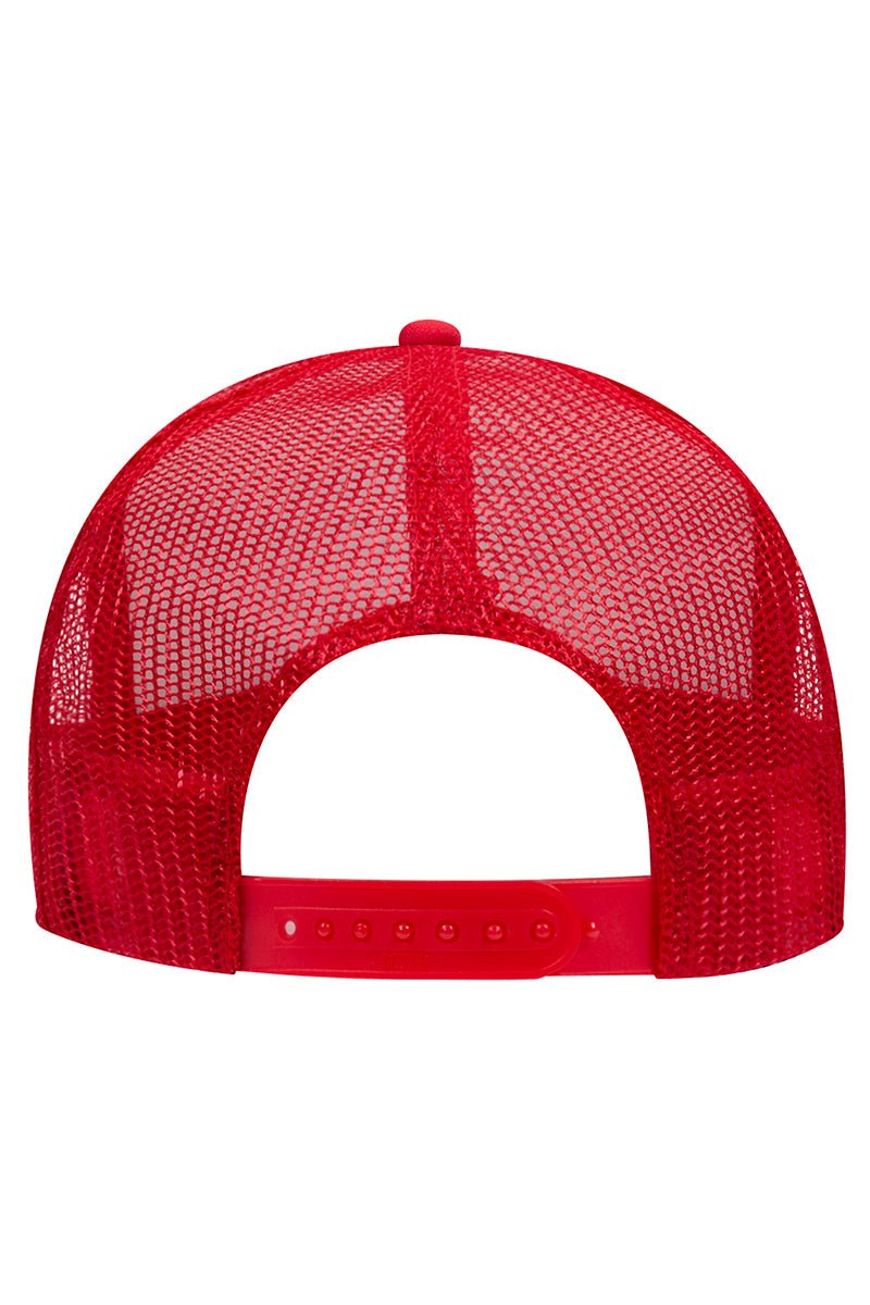 OTTO Red, White and Black Foam Front High Crown Back Split Color Trucker Hat - Wholesale Accessory Market