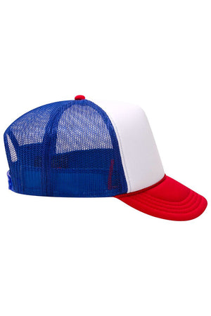 OTTO Red, White, & Blue Foam Front High Crown Trucker Hat - Wholesale Accessory Market