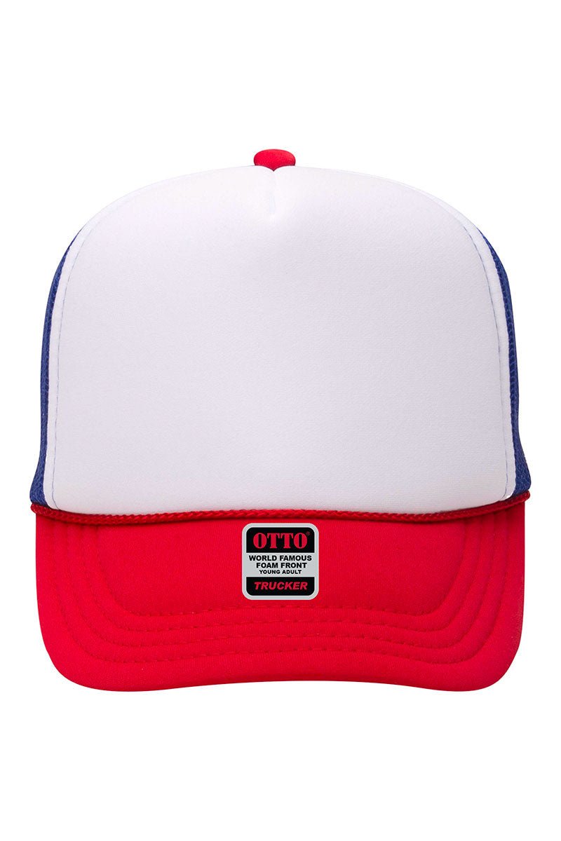 OTTO Red, White, & Blue Foam Front High Crown Trucker Hat - Wholesale Accessory Market