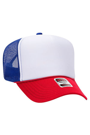 OTTO Red, White, & Blue Foam Front High Crown Trucker Hat - Wholesale Accessory Market