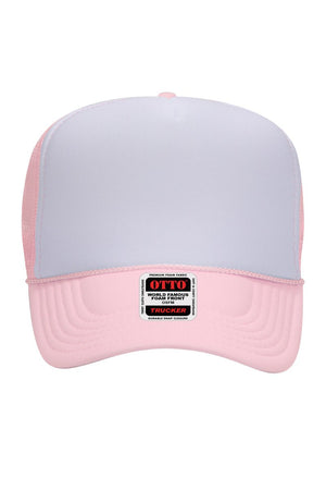 OTTO Soft Pink with White Foam Front High Crown Trucker Hat - Wholesale Accessory Market