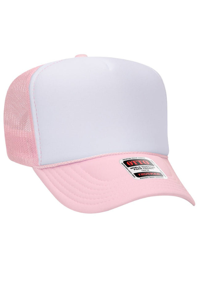 OTTO Soft Pink with White Foam Front High Crown Trucker Hat - Wholesale Accessory Market