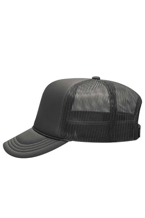 OTTO Youth Charcoal Gray Foam Front High Crown Trucker Hat - Wholesale Accessory Market