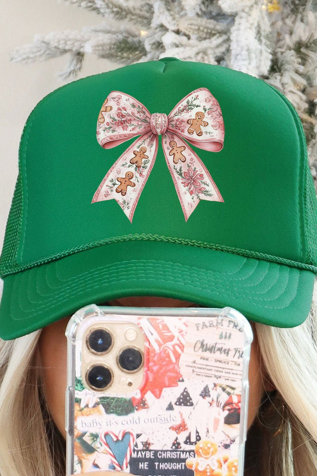 Gingerbread Coquette Bow Otto Kelly Foam Front Trucker Hat - Wholesale Accessory Market