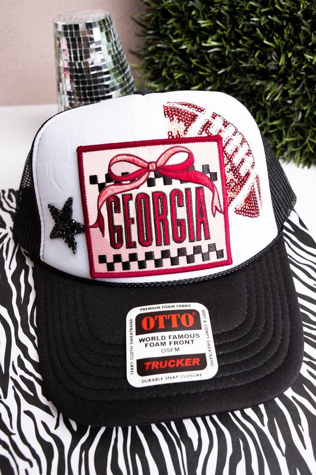 Bow Georgia Check Otto Black and White Trucker Hat - Wholesale Accessory Market