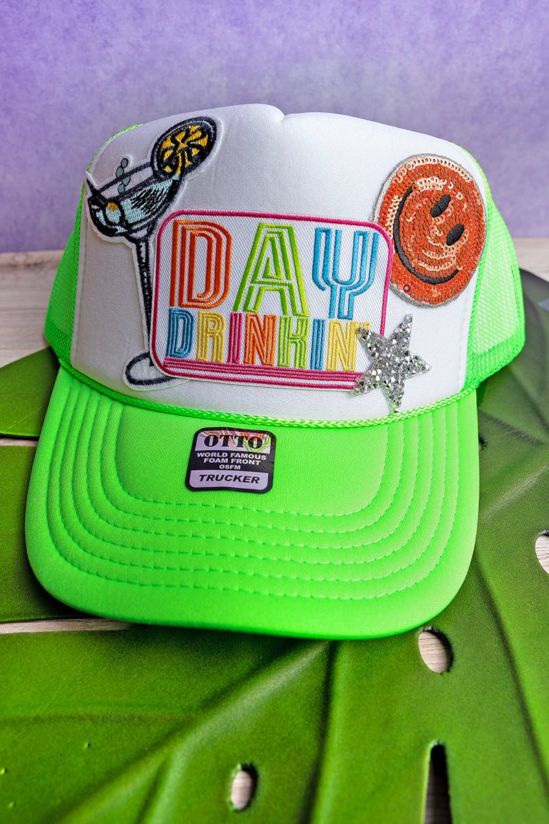 Day Drinkin' Neon Green Trucker Hat - Wholesale Accessory Market