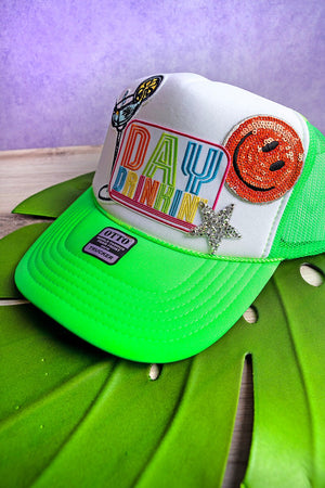 Day Drinkin' Neon Green Trucker Hat - Wholesale Accessory Market