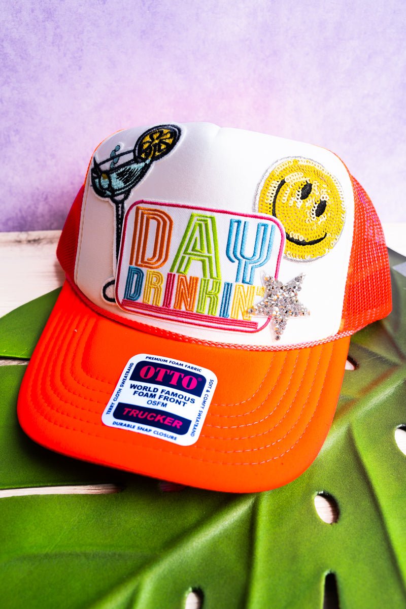 Day Drinkin' Neon Orange Trucker Hat - Wholesale Accessory Market