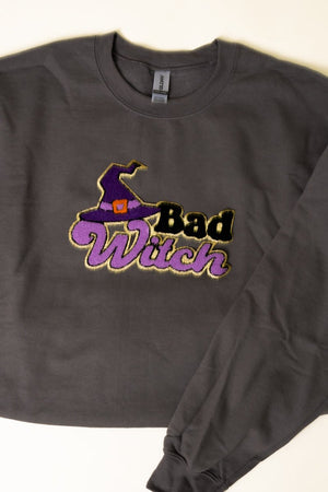 Bad Witch Large Chenille Patch Unisex NuBlend Crew Sweatshirt - Wholesale Accessory Market