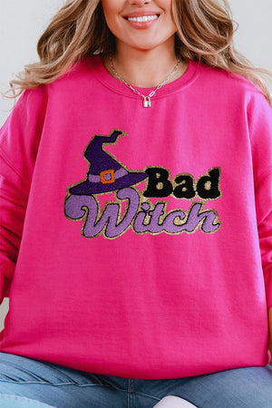 Bad Witch Large Chenille Patch Unisex NuBlend Crew Sweatshirt - Wholesale Accessory Market