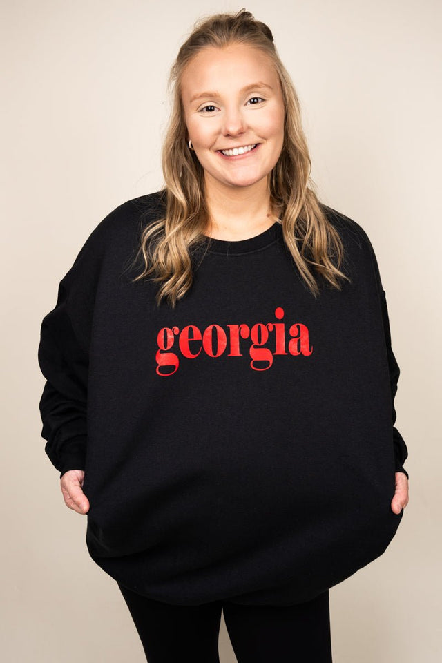 Georgia Textured Vinyl Unisex Fleece Crew - Wholesale Accessory Market