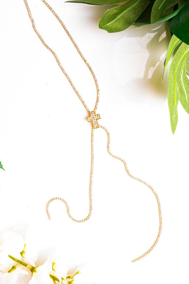 Crystal Avenue Have Faith Goldtone Cross Slider Necklace - Wholesale Accessory Market