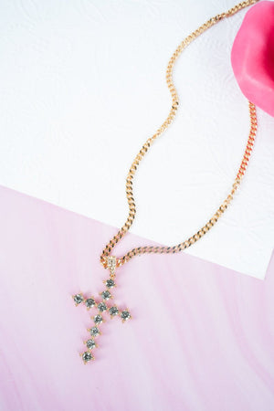 Crystal Avenue Calista Crystal Goldtone Cross Necklace - Wholesale Accessory Market