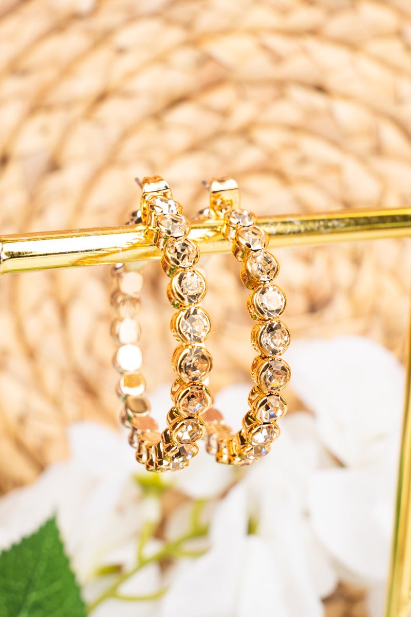 Crystal Avenue Lillian Goldtone Crystal Hoop Earrings - Wholesale Accessory Market