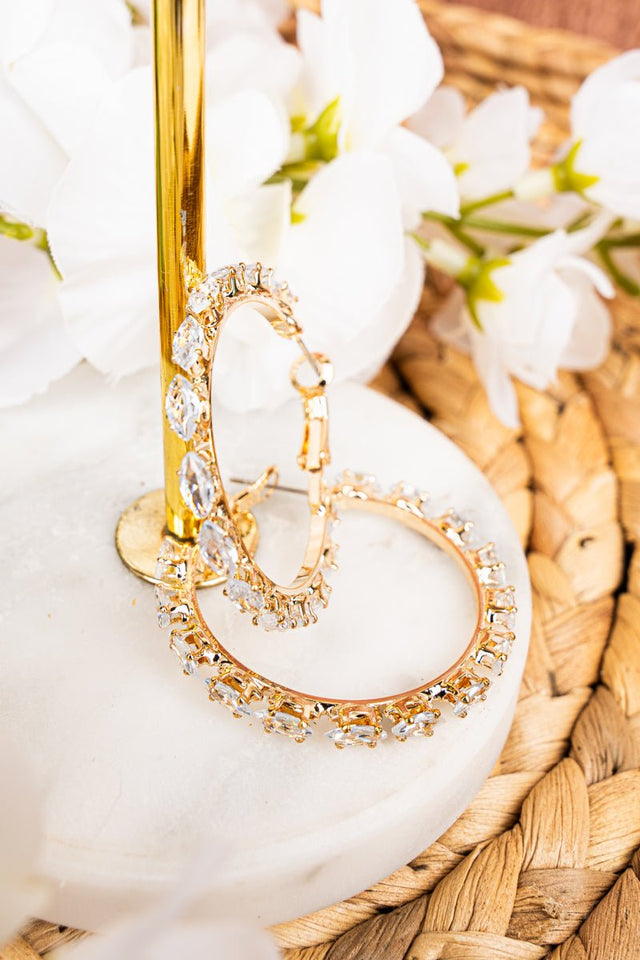 Crystal Avenue Harlow Goldtone Crystal Hoop Earrings - Wholesale Accessory Market