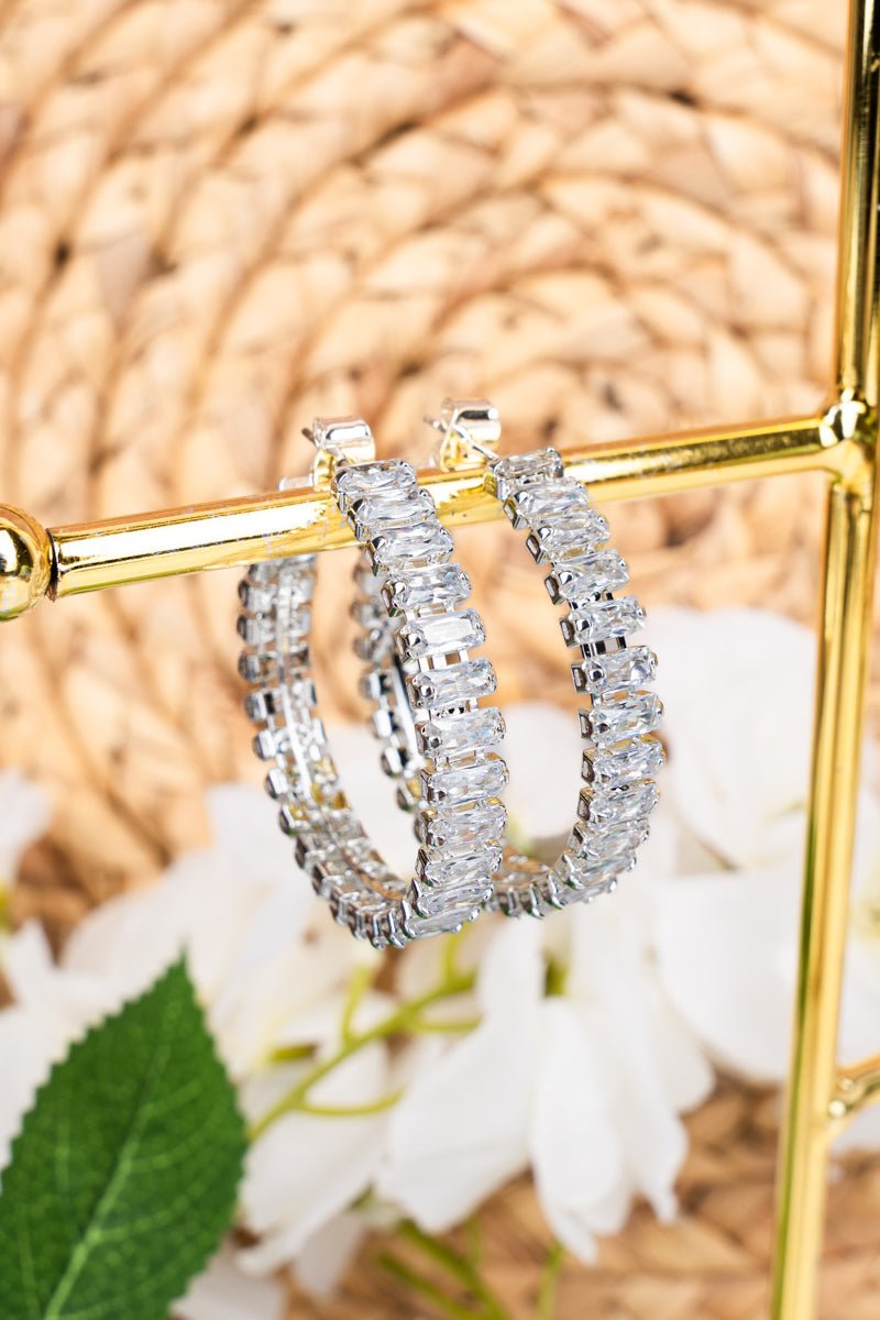 Crystal Avenue Josephine Silvertone Hoop Earrings - Wholesale Accessory Market