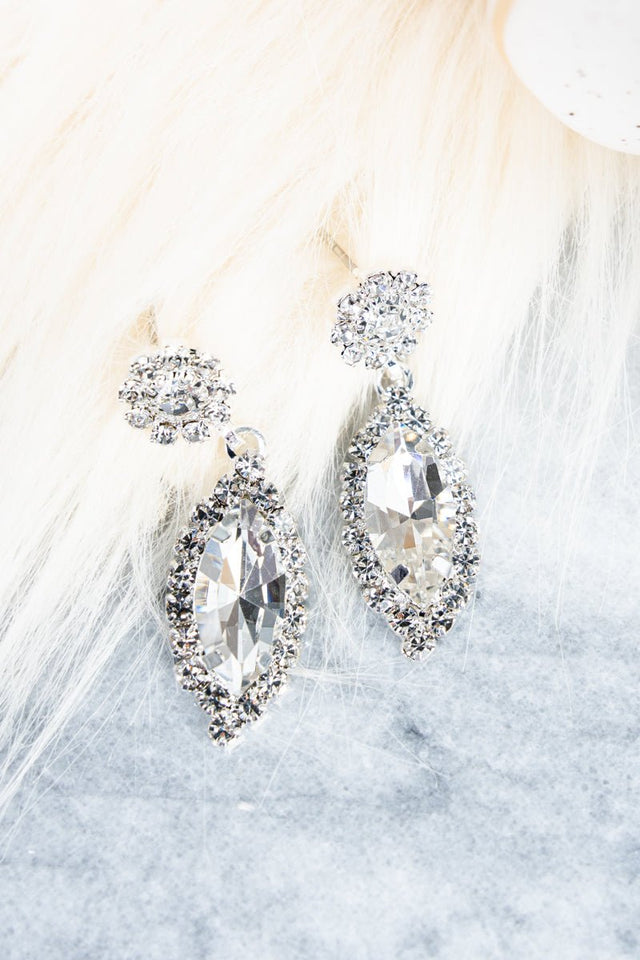 Crystal Avenue Marilyn Marquise Cubic Zirconia Silvertone Earrings - Wholesale Accessory Market