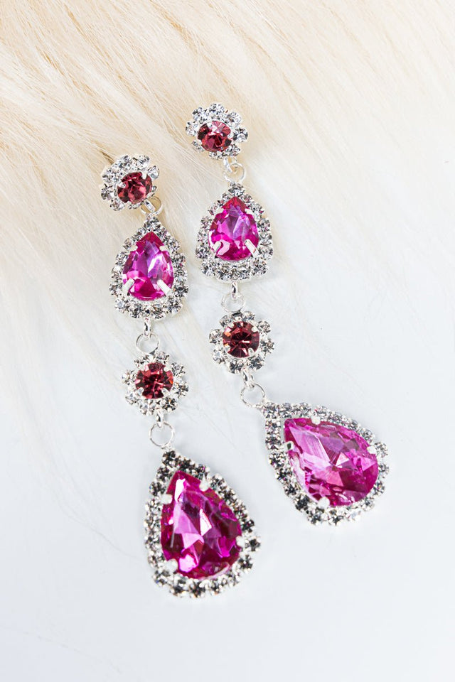 Crystal Avenue Delphine Rose Crystal Teardrop Silvertone Earrings - Wholesale Accessory Market