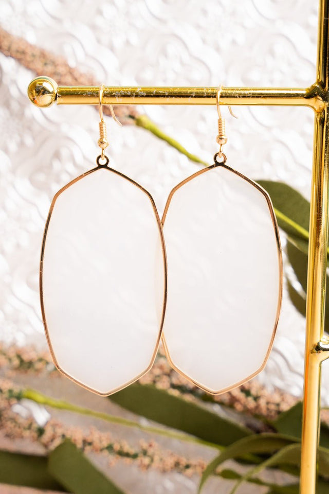 Crystal Avenue Think It Through White Hexagon Earrings - Wholesale Accessory Market