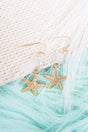 Crystal Avenue Pearl Starfish Goldtone Earrings - Wholesale Accessory Market