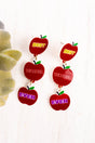 Crystal Avenue Best Teacher Ever Dangling Apple Earrings - Wholesale Accessory Market