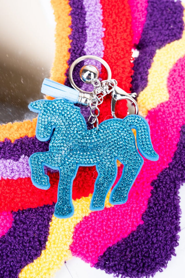 Crystal Avenue Sparkling Aqua Horse Keychain - Wholesale Accessory Market