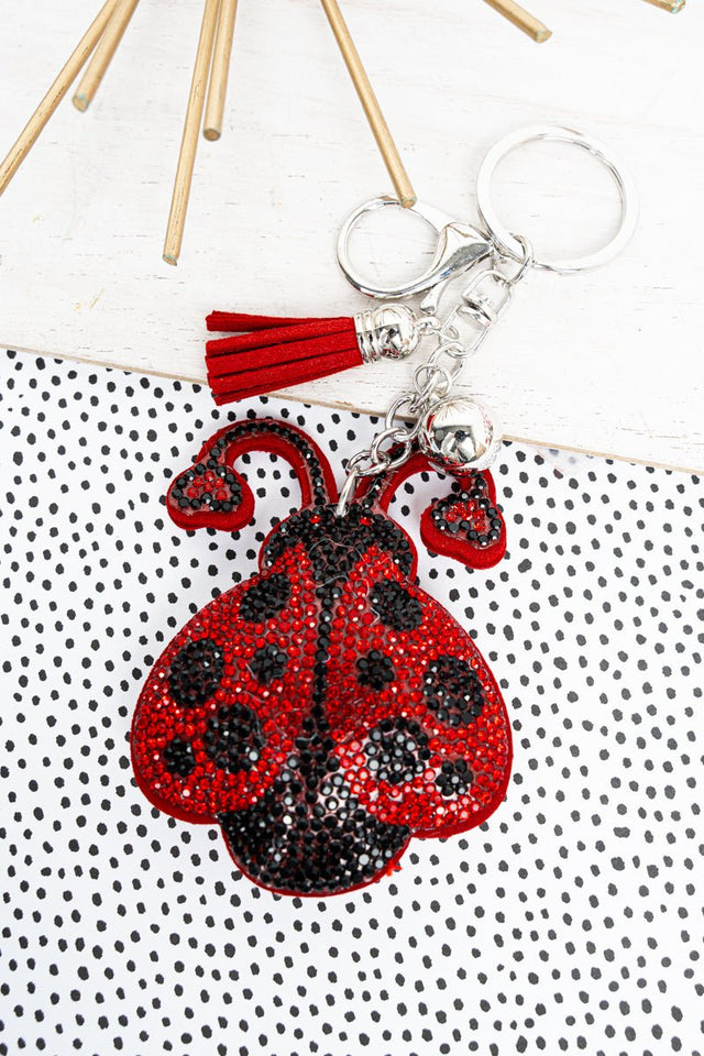 Crystal Avenue Red Ladybug Crystal Silvertone Keychain - Wholesale Accessory Market