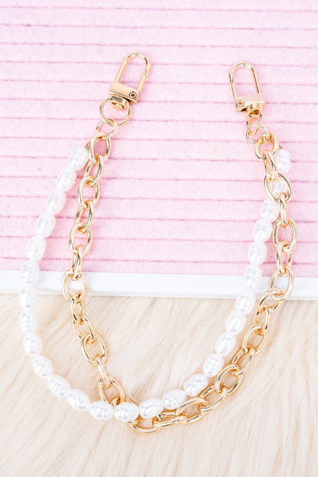 Crystal Avenue Goldtone & Pearl Handbag Chain - Wholesale Accessory Market