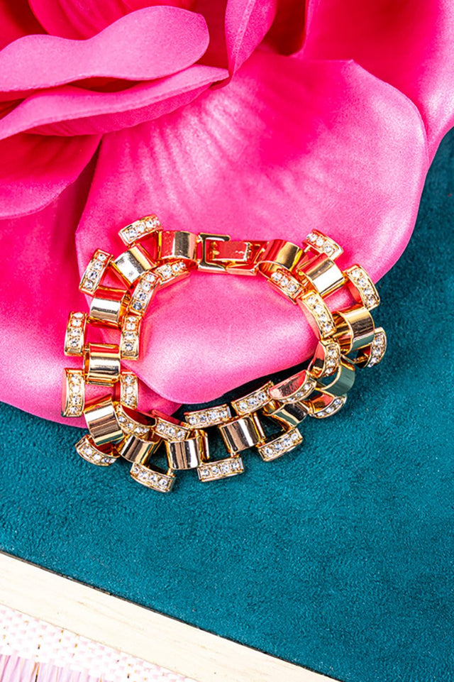 Crystal Avenue Linked In Style Goldtone Bracelet - Wholesale Accessory Market