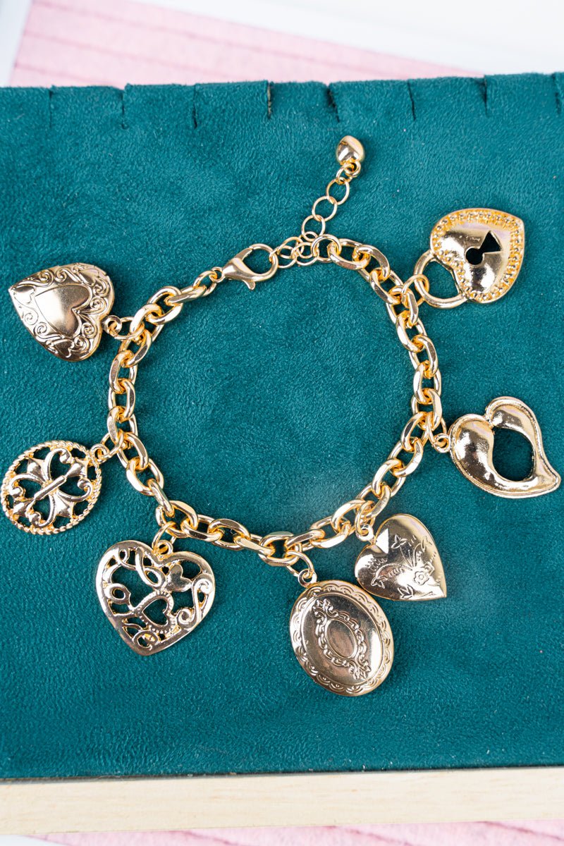 Crystal Avenue Change Of Heart Goldtone Charm Bracelet - Wholesale Accessory Market