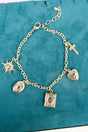 Crystal Avenue Lockets and Love Goldtone Charm Bracelet - Wholesale Accessory Market