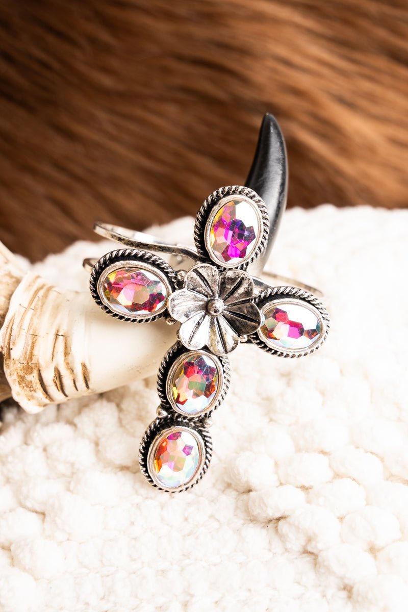 TIPI Iridescent Crystal Cross Hinge Bracelet - Wholesale Accessory Market