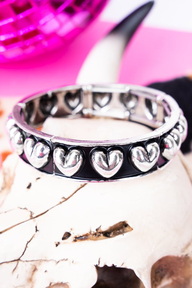 TIPI Hatley Heart Silvertone Stretch Bracelet - Wholesale Accessory Market