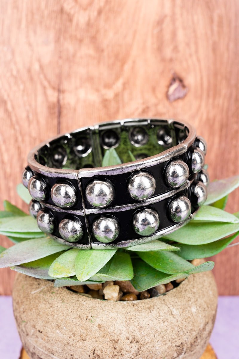 TIPI Saddle River Silvertone Studded Stretch Bracelet - Wholesale Accessory Market