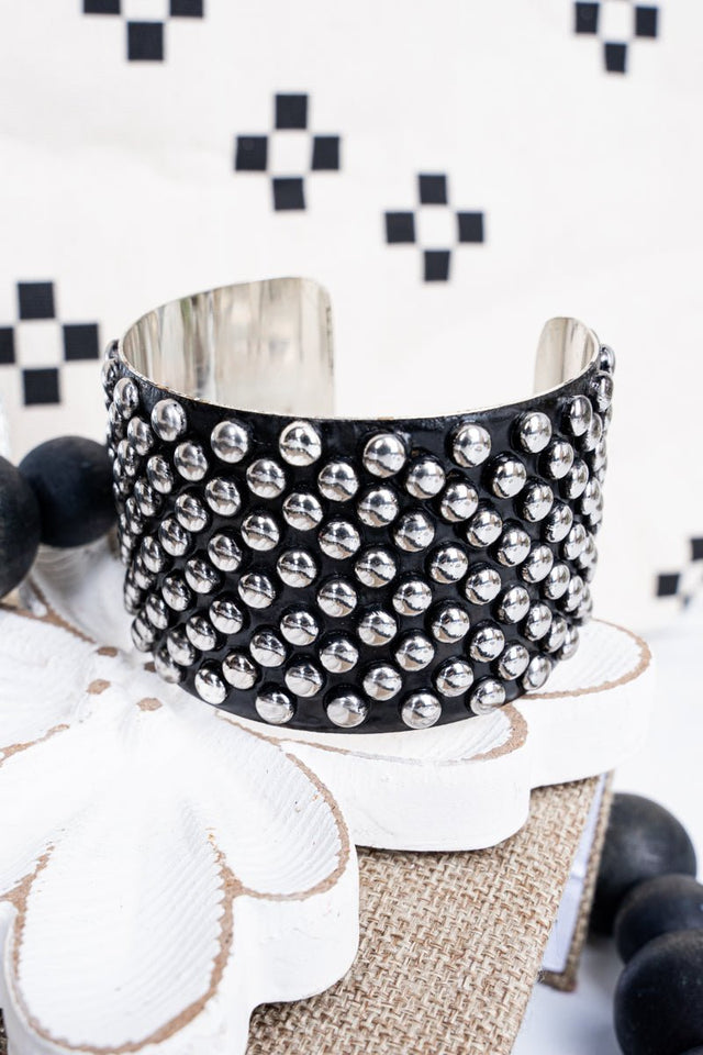 TIPI Contessa Silvertone Studded Cuff Bracelet - Wholesale Accessory Market