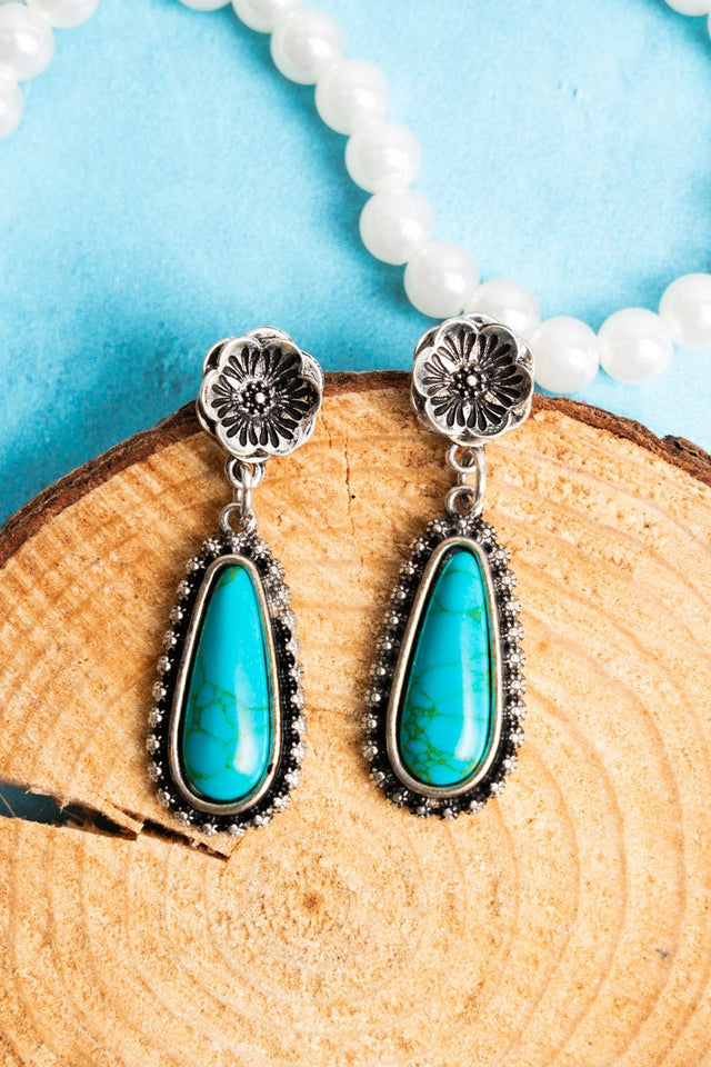 TIPI Tina Turqoise Teardrop Silvertone Earrings - Wholesale Accessory Market