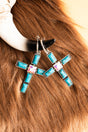 TIPI Turquoise Cross Silvertone and Crystal Earrings - Wholesale Accessory Market