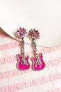 TIPI Iridescent Crystal Pink Coppertone Guitar Earrings - Wholesale Accessory Market